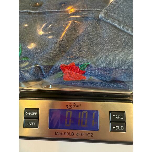 Vintage Bon Worth Chambray Rose Embroidered Shirt Cottagecore M/L 90s - Picture 9 of 9